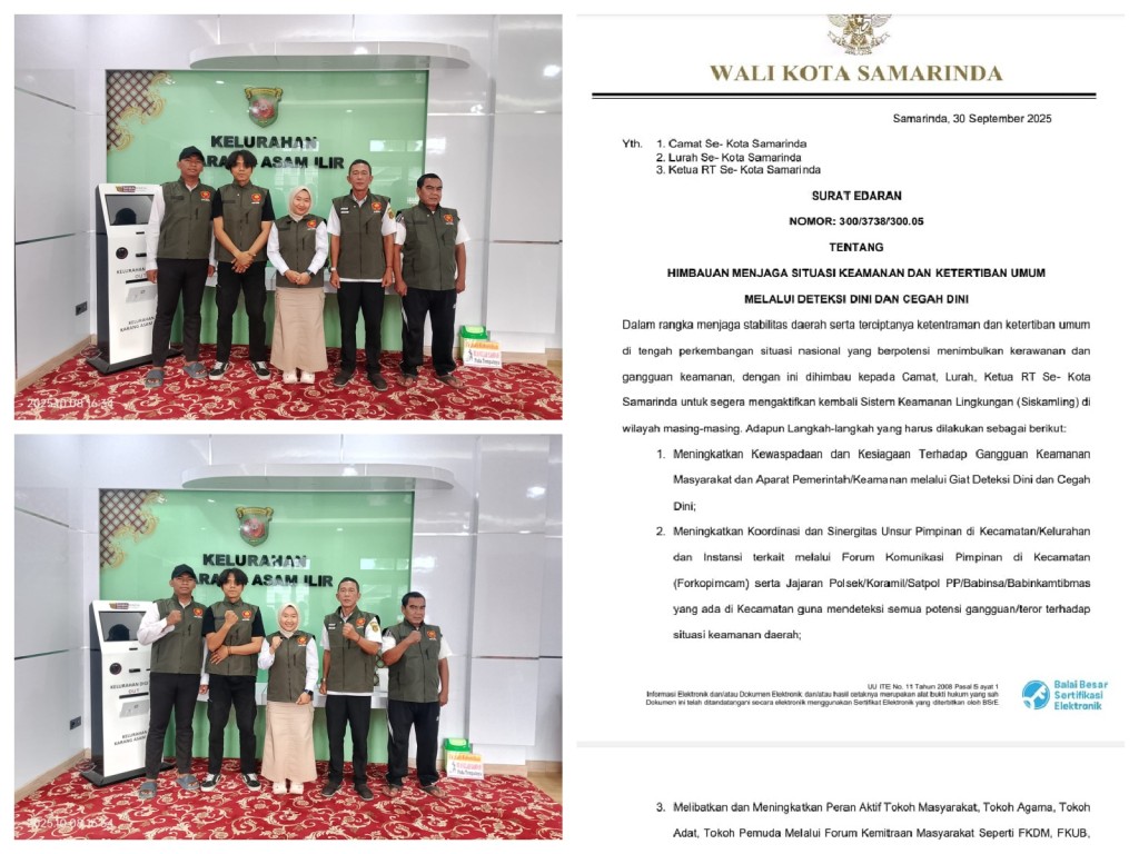 Lurah Karang Asam Ilir bersama Satlinmas