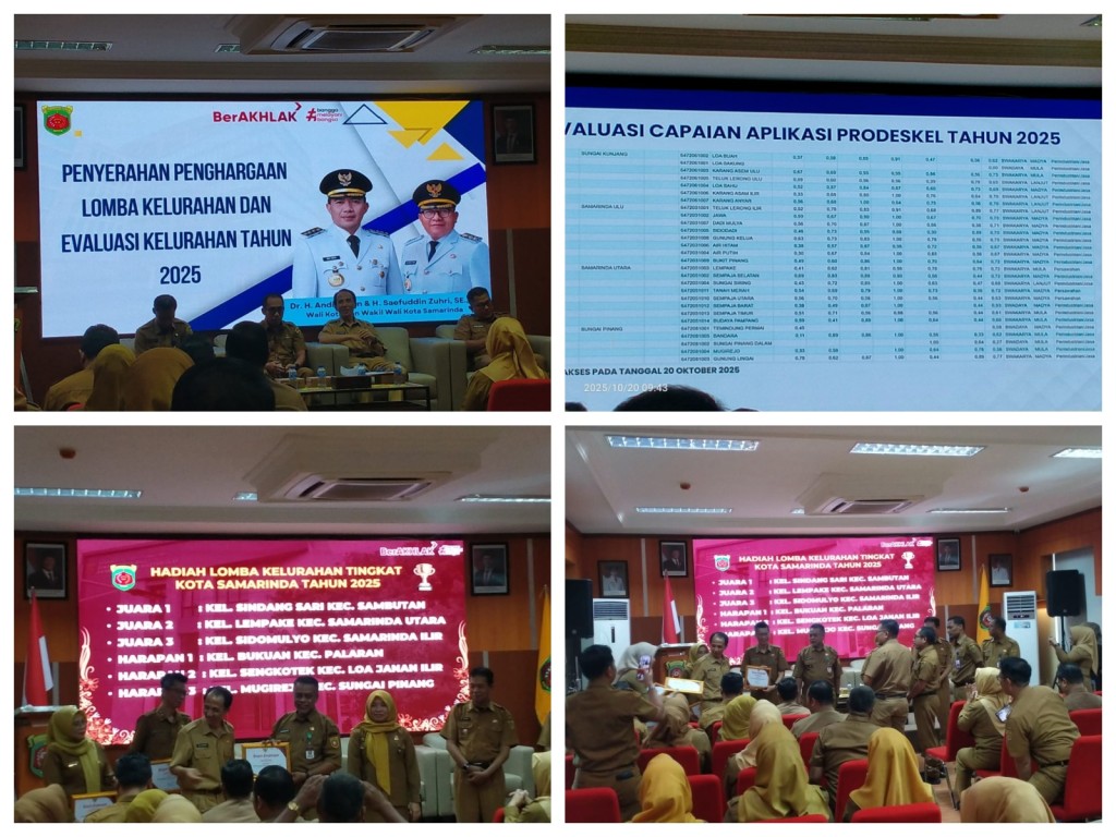 Pembagian Hadiah untuk Pemenang Lomba Kelurahan Tingkat Kota Samarinda dan Evaluasi Capaian Prodeskel dan Epdeskel TW III Tahun 2025