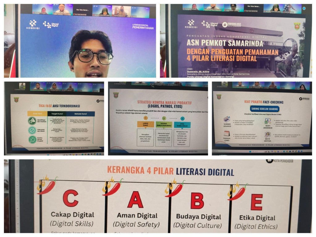 Zoom Meeting Penguatan Pemahaman 4 Pilar Literasi Digital bersama Bapak Suparmin, SE., M.Eng Sekretaris Diskominfo Kota Samarinda.