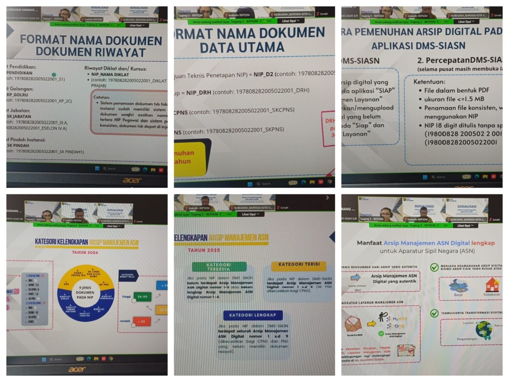Zoom Meeting "Sosialisasi Manajemen Arsip Digital Menggunakan Aplikasi DMS SIASN BKN"