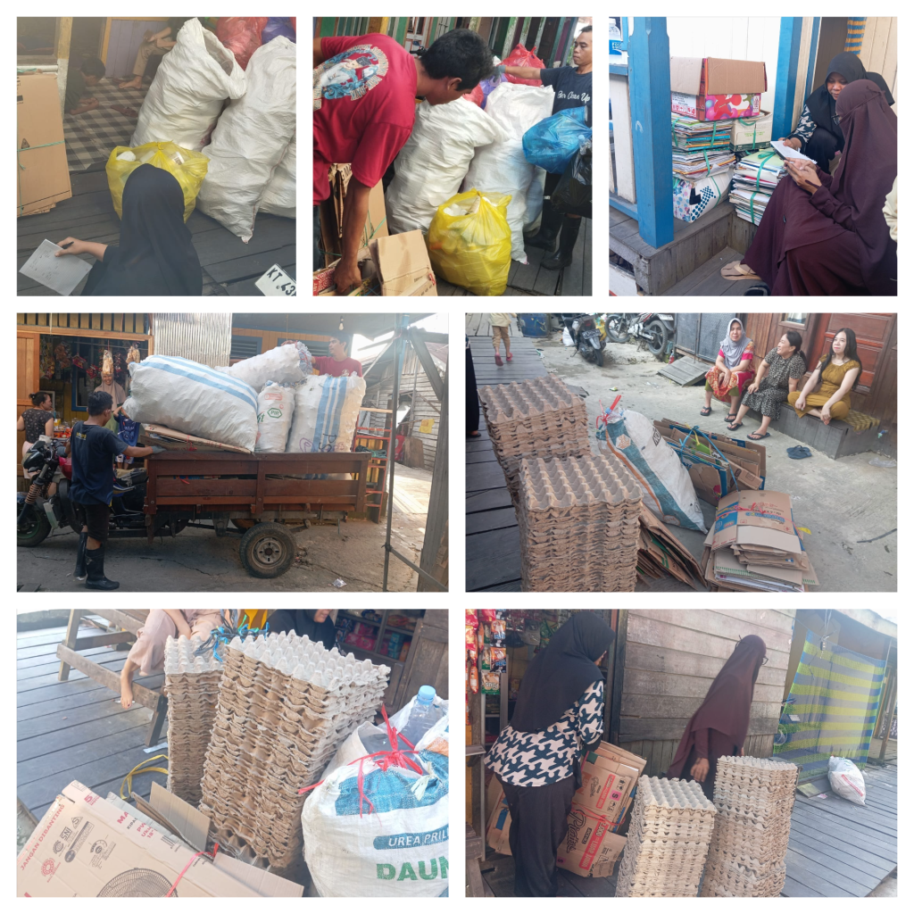Penjemputan sampah bernilai dari rumah ke rumah warga Gg. Delima dan Gg. 23 oleh Bank Sampah Deluga Hijau RT. 06 dan Dasa Wisma Deluga RT. 06 Kelurahan Karang Asam Ilir.