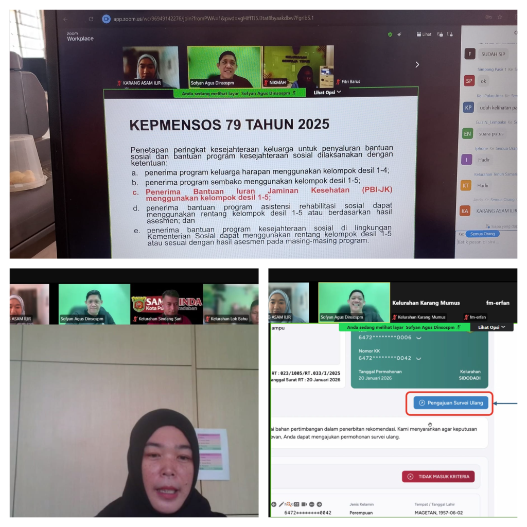 Zoom Meeting Bimbingan Teknis Operator Kelurahan untuk Pengusulan PBI-APBD Kota Samarinda Tahun 2026
