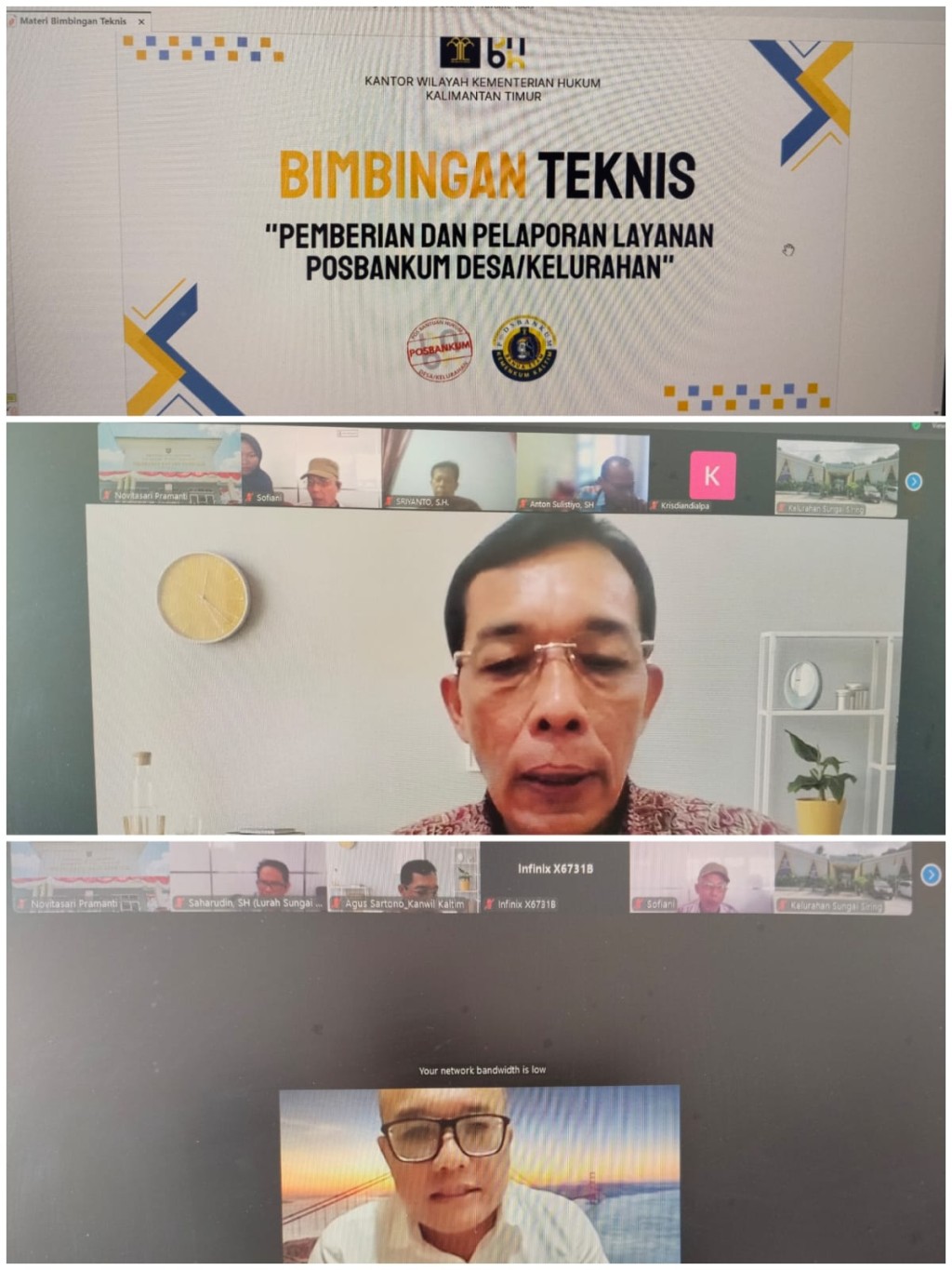 Zoom Meeting Bimbingan Teknis Pemberian dan Pelaporan Layanan Posbankum Desa/Kelurahan