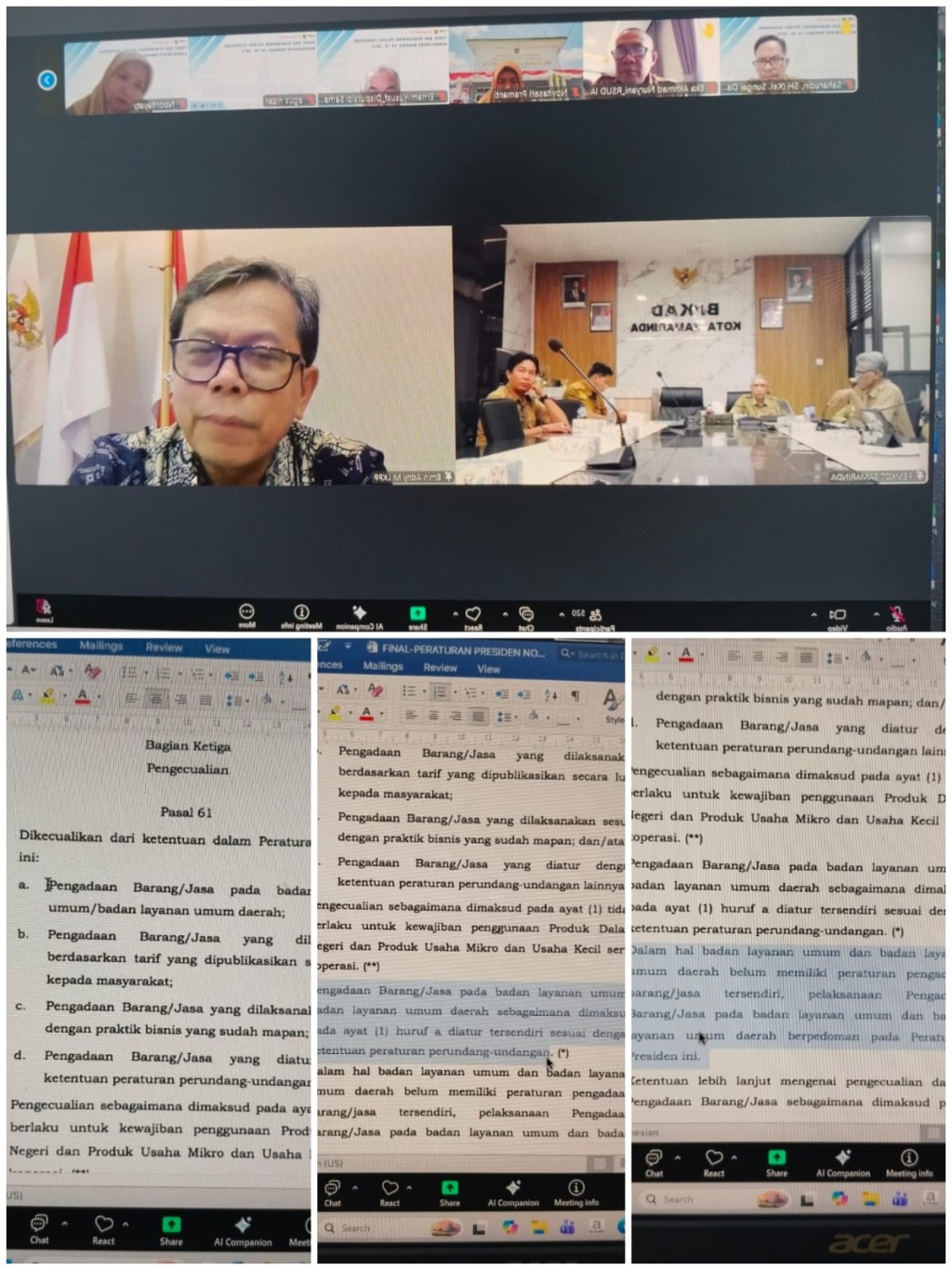 Zoom meeting Sosialisasi Tugas dan Kewenangan Pelaku Pengadaan Berdasarkan Perpres 46 Tahun 2025