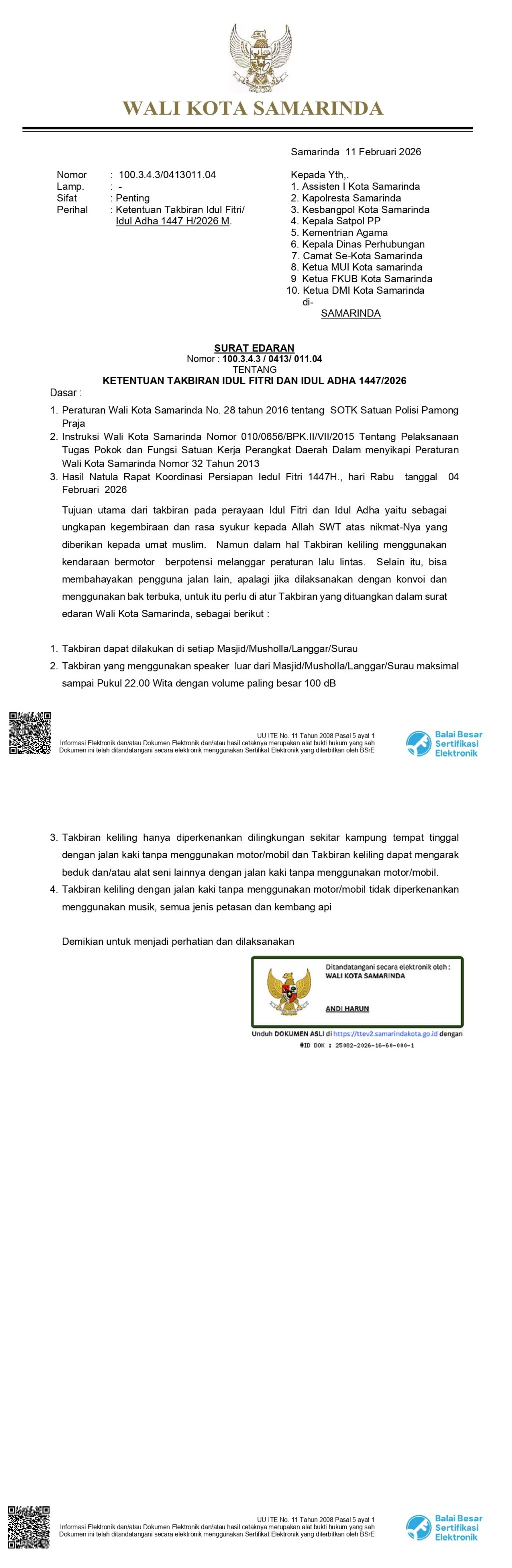 Ketentuan Takbiran Idul Fitri dan Idul Adha 1447/2026