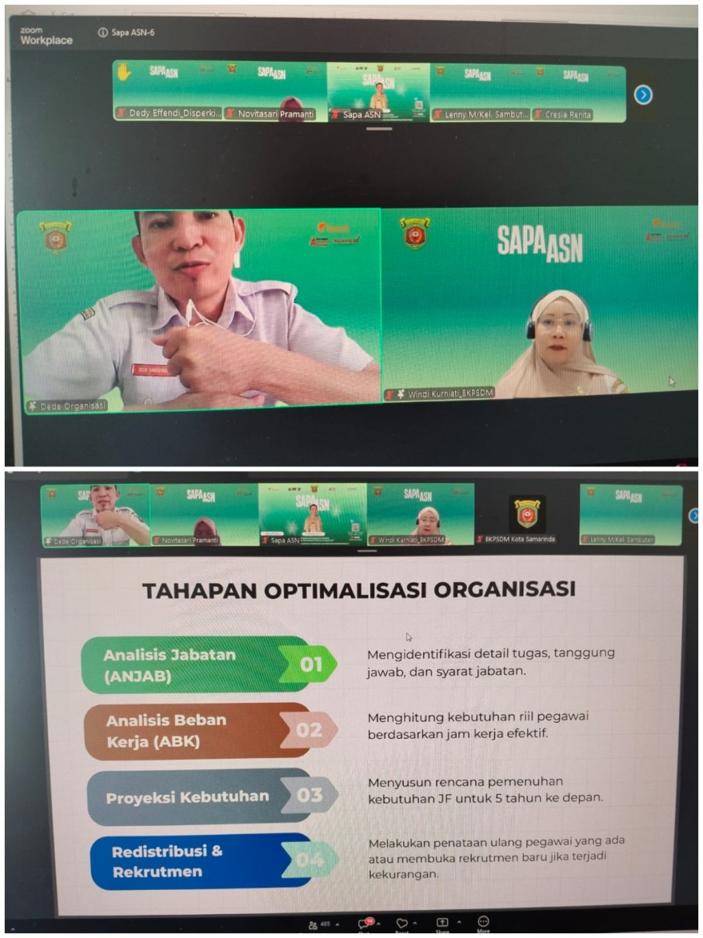 Zoom Meeting Sapa ASN-6 "Optimalisasi Organisasi Melalui Pemetaan Kebutuhan Jabatan Fungsional"