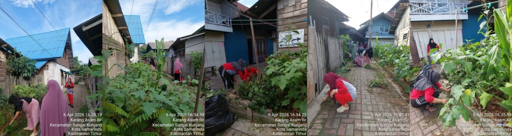 Pelaksanaan gotong royong di Dasa Wisma RT. 03 Kelurahan Karang Asam Ilir