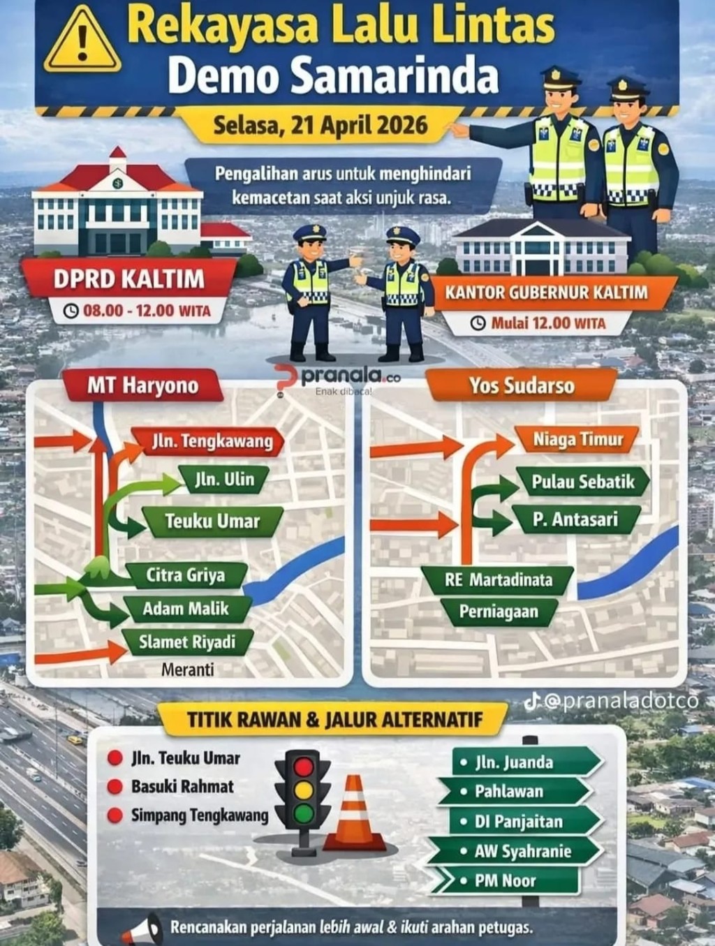Rekayasa Lalu Lintas Demo Samarinda Selasa, 21 April 2026