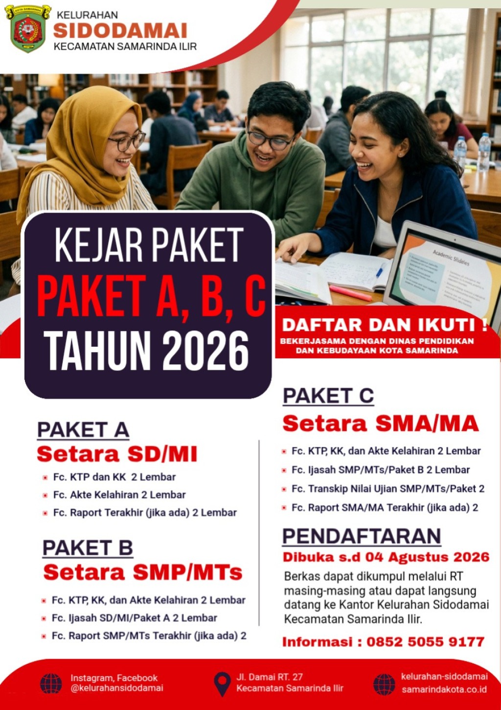 Program Kejar Paket A, B, dan C Tahun 2026.