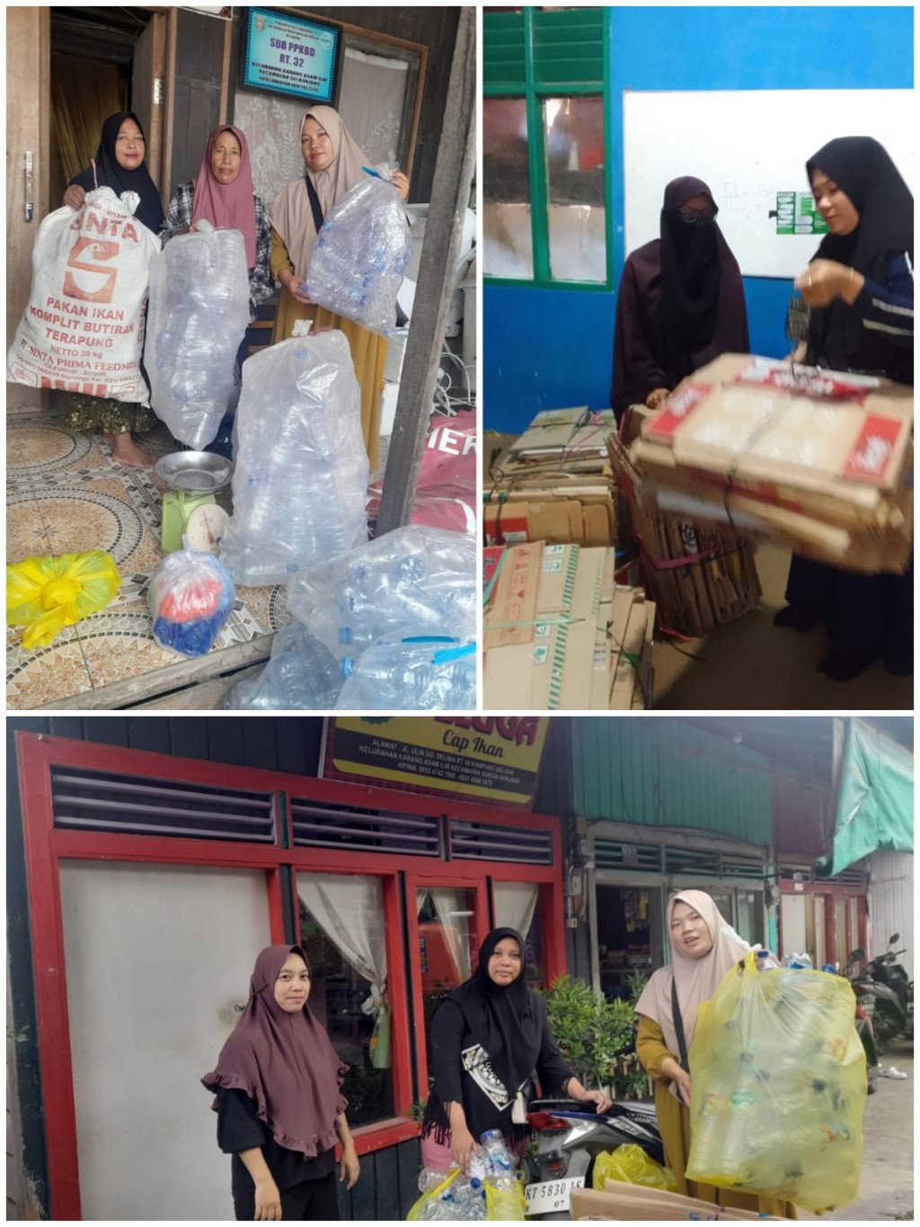 Giat Dasa Wisma RT. 06 dan Bank Sampah Deluga Hijau RT. 06 jemput sampah plastik bernilai di Sekolah MI ALMUNAA dan Rumah Ketua RT. 32 Kelurahan Karang Asam Ilir