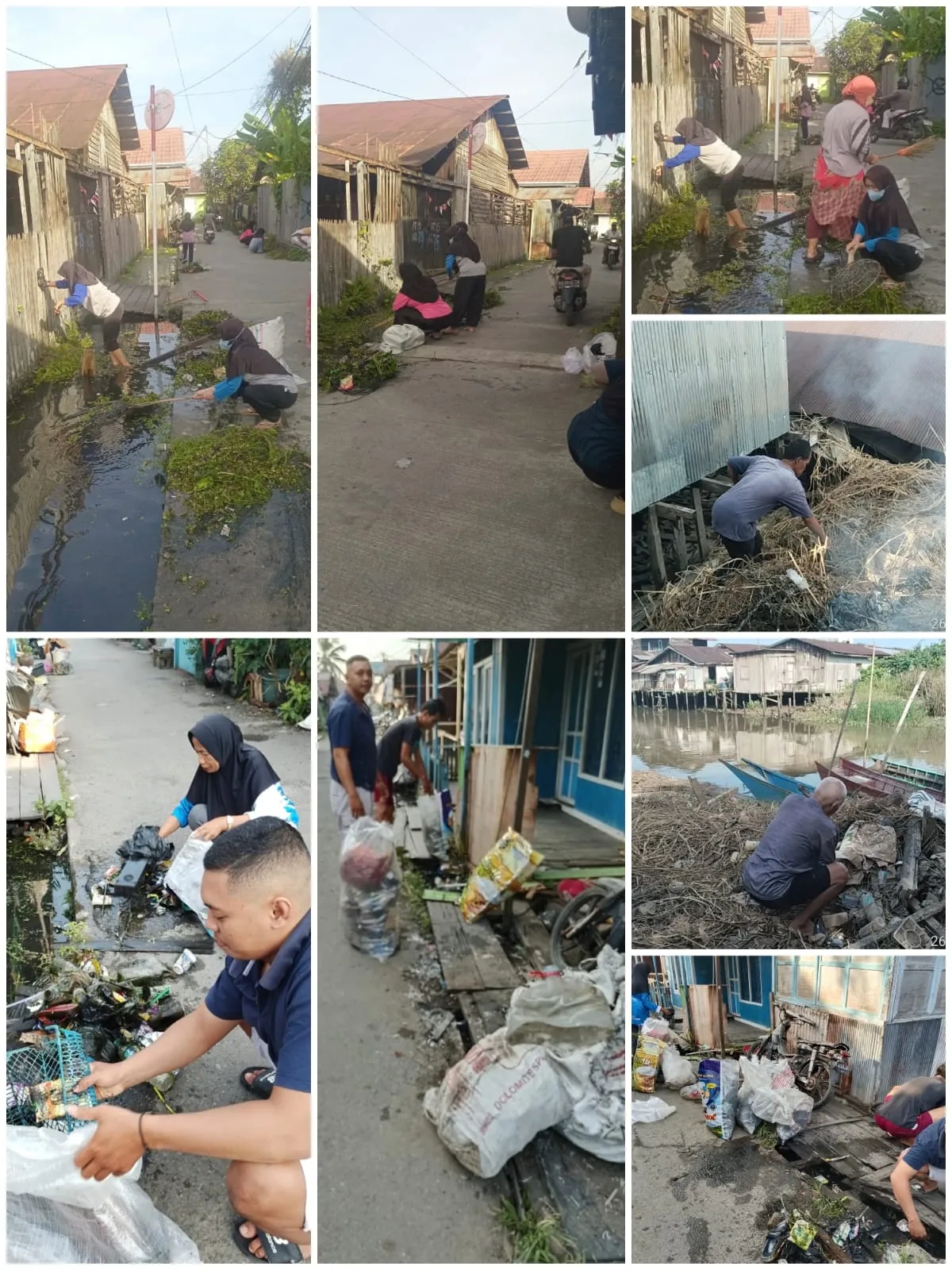 Pelaksanaan Gotong Royong di RT. 02, 15, 32 Kelurahan Karang Asam Ilir.