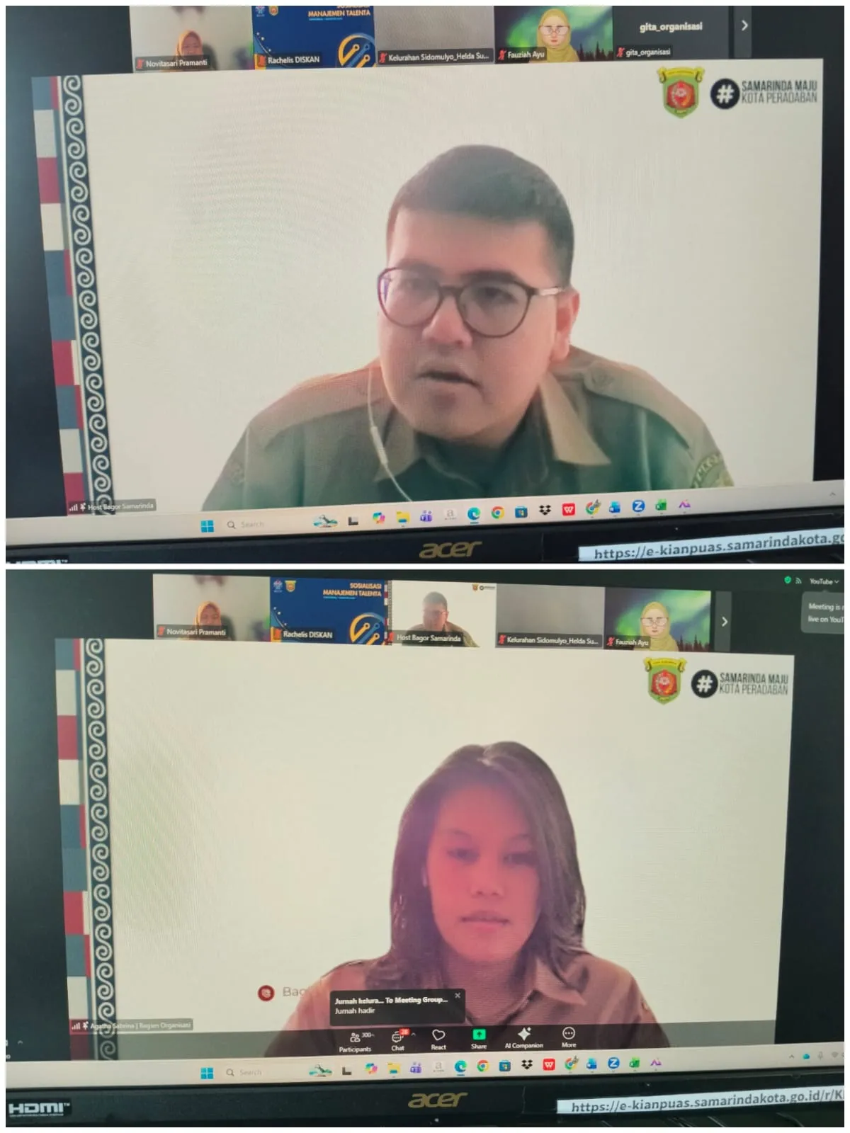 Zoom Meeting Sosialisasi Surat Edaran Wali Kota Samarinda terkait Penugasan ASN dalam Tim Kerja dalam Rangka Pelaksanaan Manajemen Talenta