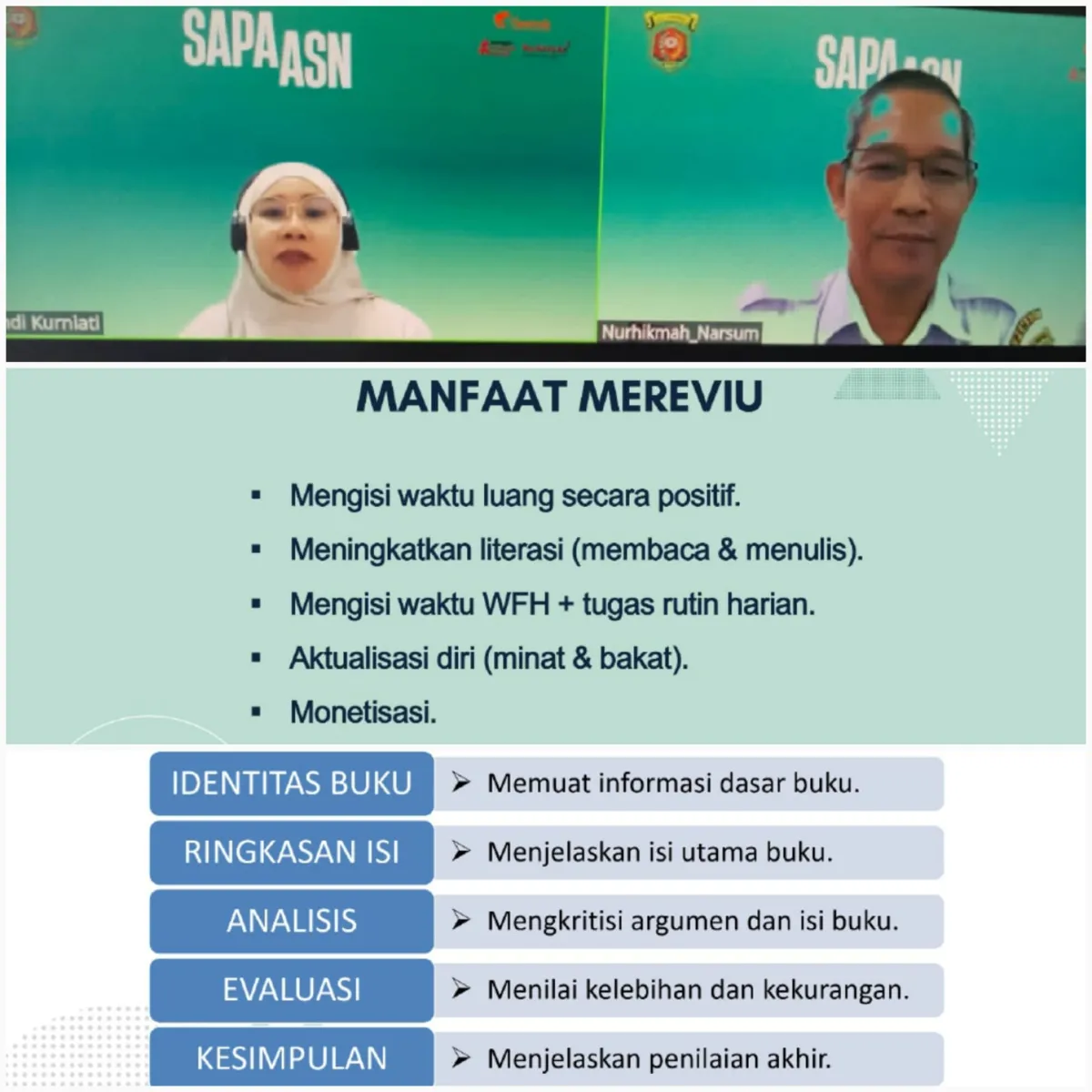 Zoom Meeting SAPA ASN "WFH Efektif dengan Berliterasi" 