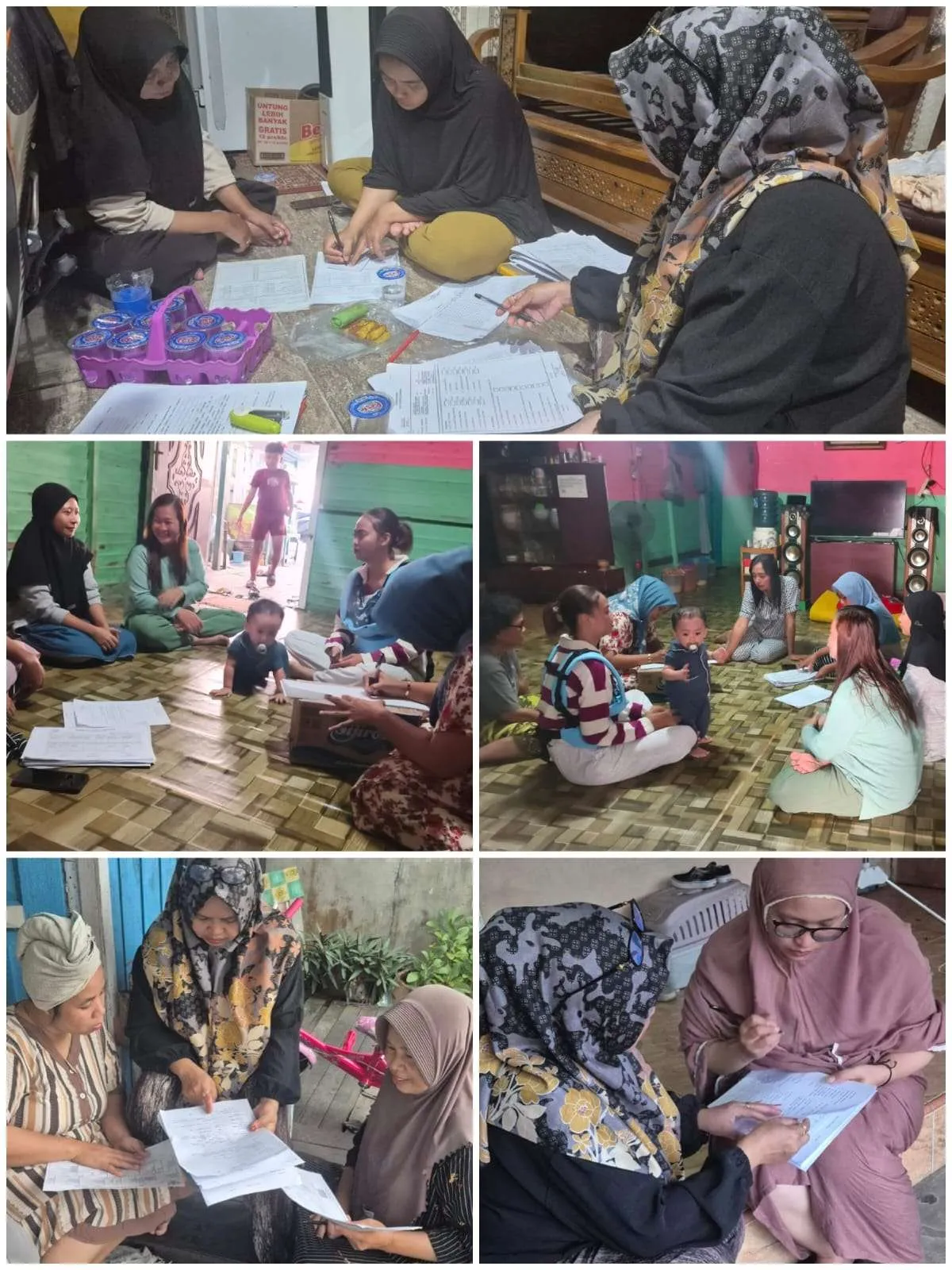 Pengerjaan Pelaporan, Pengisian Data dan Pendataan Data di masing - masing wilayahnya oleh Dasawisma RT. 12 dan Dasa Wisma RT. 32 Kelurahan Karang Asam Ilir.