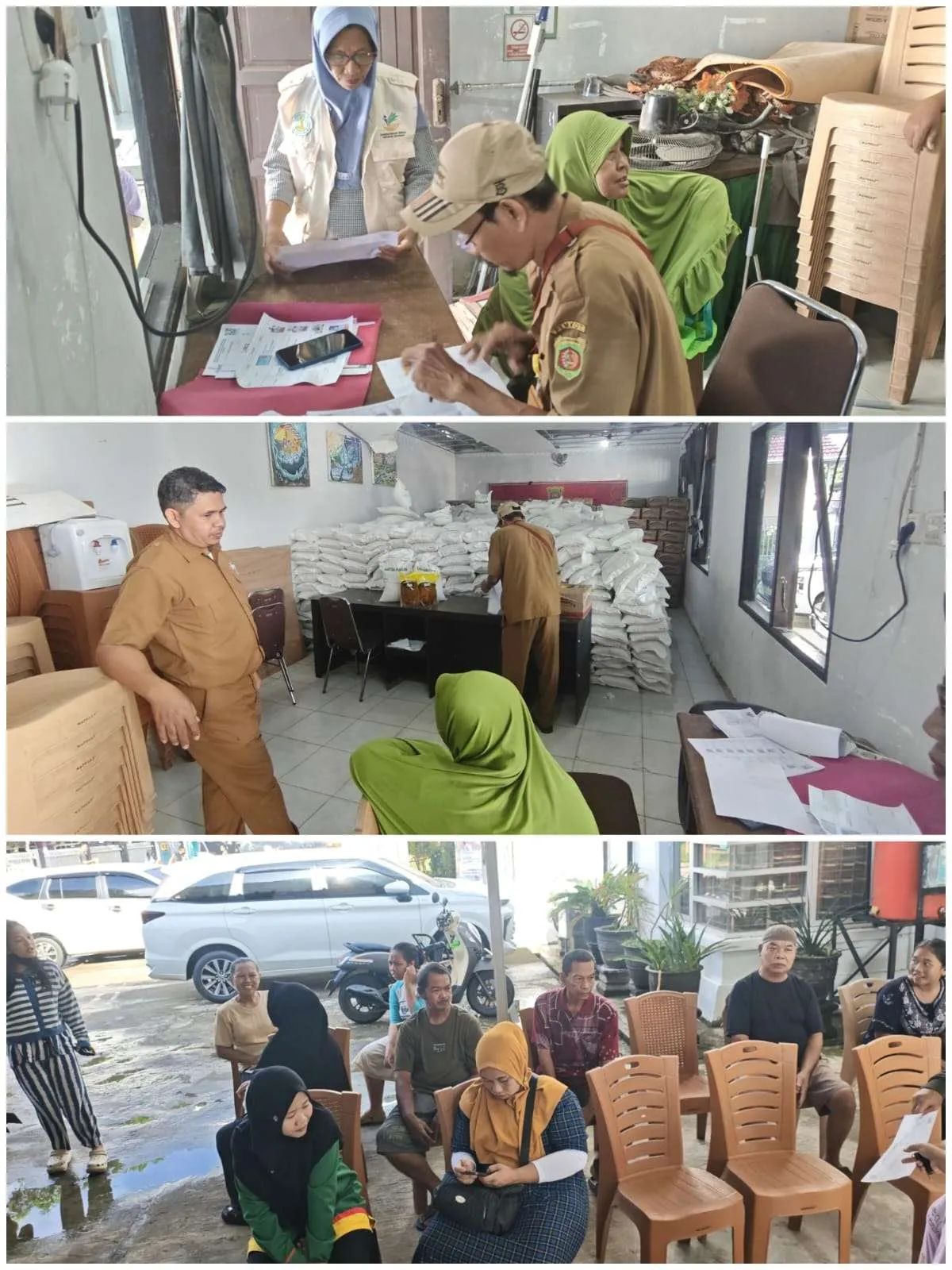 Pembagian Bantuan Beras dan Minyak Goreng di Kelurahan Karang Asam Ilir.