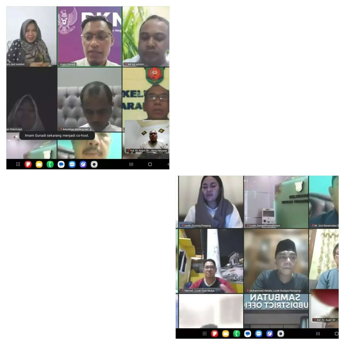 Zoom Meeting Rapat Koordinasi Percepatan Elektrifikasi Desa dihadiri Kasi Ekobang dan LH Kelurahan Karang Asam Ilir