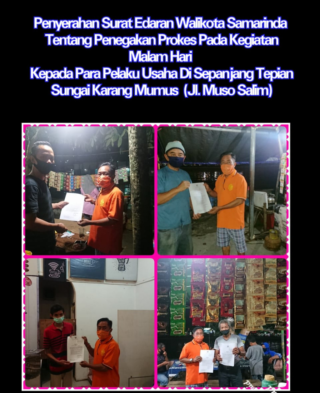 Penyerahan Surat Edaran WalikotaTentang Penegakan Prokes Kepada PKL  di  Tepian Karang Mumus