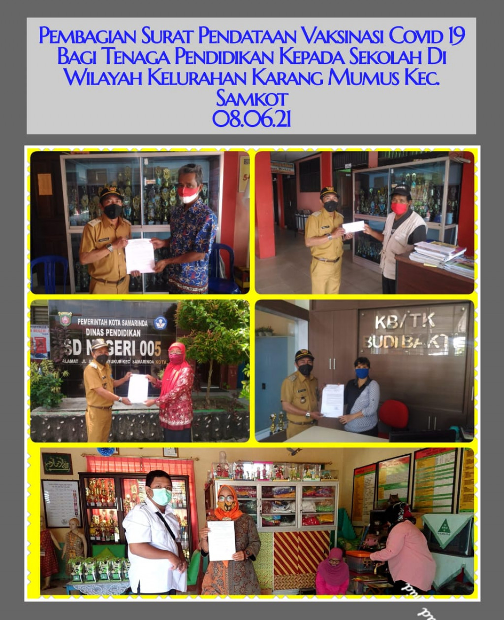Vaksinasi untuk Tenaga Pendidik di Wilayah Kelurahan Karang Mumus Kecamatan Samarinda Kota