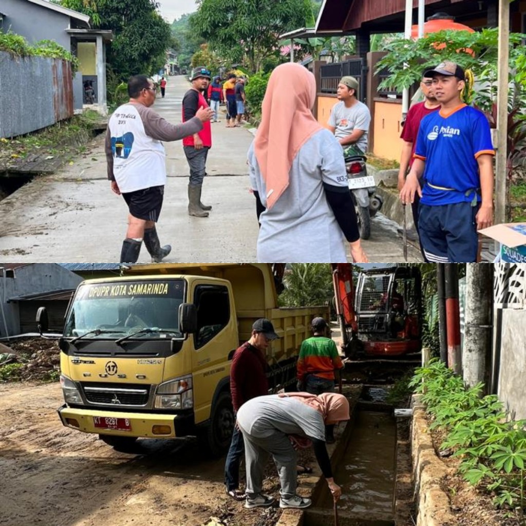 Monitoring pengerukan sedimentasi drainase oleh tim PUPR kota smd di gg cempaka RT.73