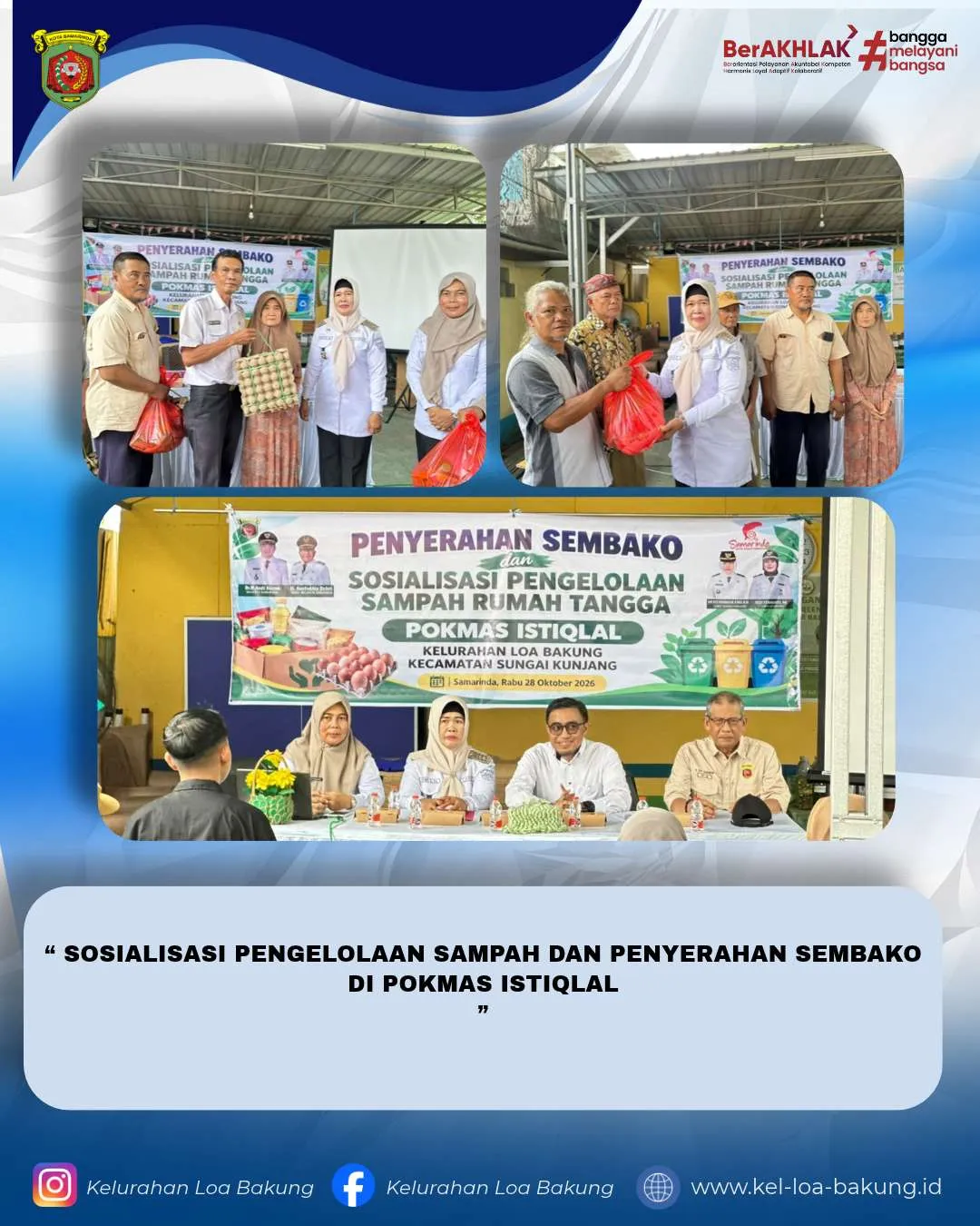 Sosialisasi Pengelolaan Sampah dan Penyerahan Sembako di Pokmas Istiqlal