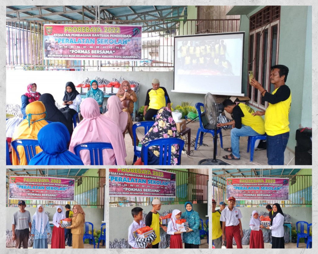 Penyerahan Peralatan Sekolah Kegiatan Pro Bebaya 2022 Pokmas Bersama Kelurahan Loa Buah