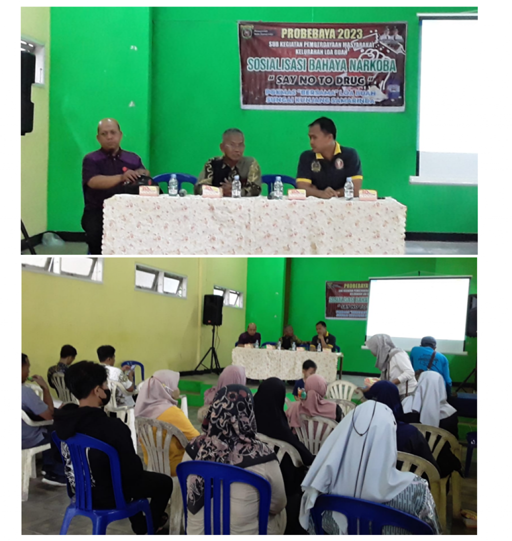 SOSIALISASI BAHAYA NARKOBA DI BALAI DESA KELURAHAN LOA BUAH