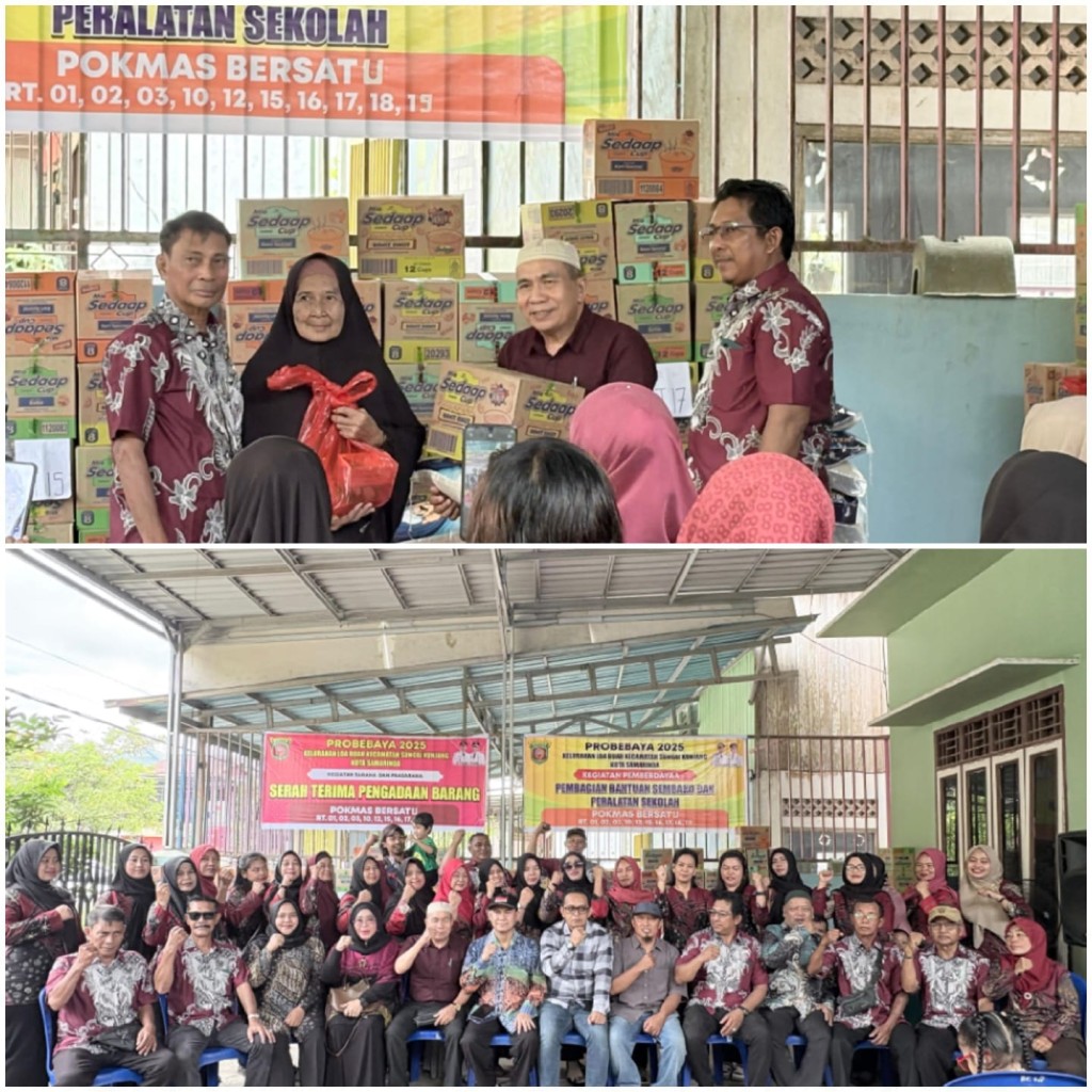 SERAH TERIMA PENGADAAN BARANG SERTA BANTUAN SEMBAKO DAN PERALATAN SEKOLAH OLEH POKMAS BERSATU PROGRAM PROBEBAYA TAHUN 2025