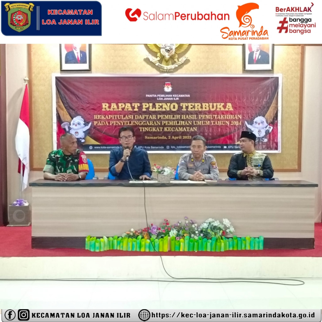 Rapat Pleno Terbuka Rekapitulasi Daftar Pemilih Hasil Pemutakhiran (DPHP) Pemilu 2024 Tingkat Kecamatan Loa Janan Ilir