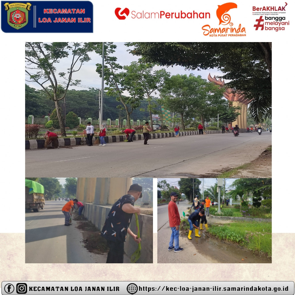 Kerja Bakti Membersihkan Median Jalan