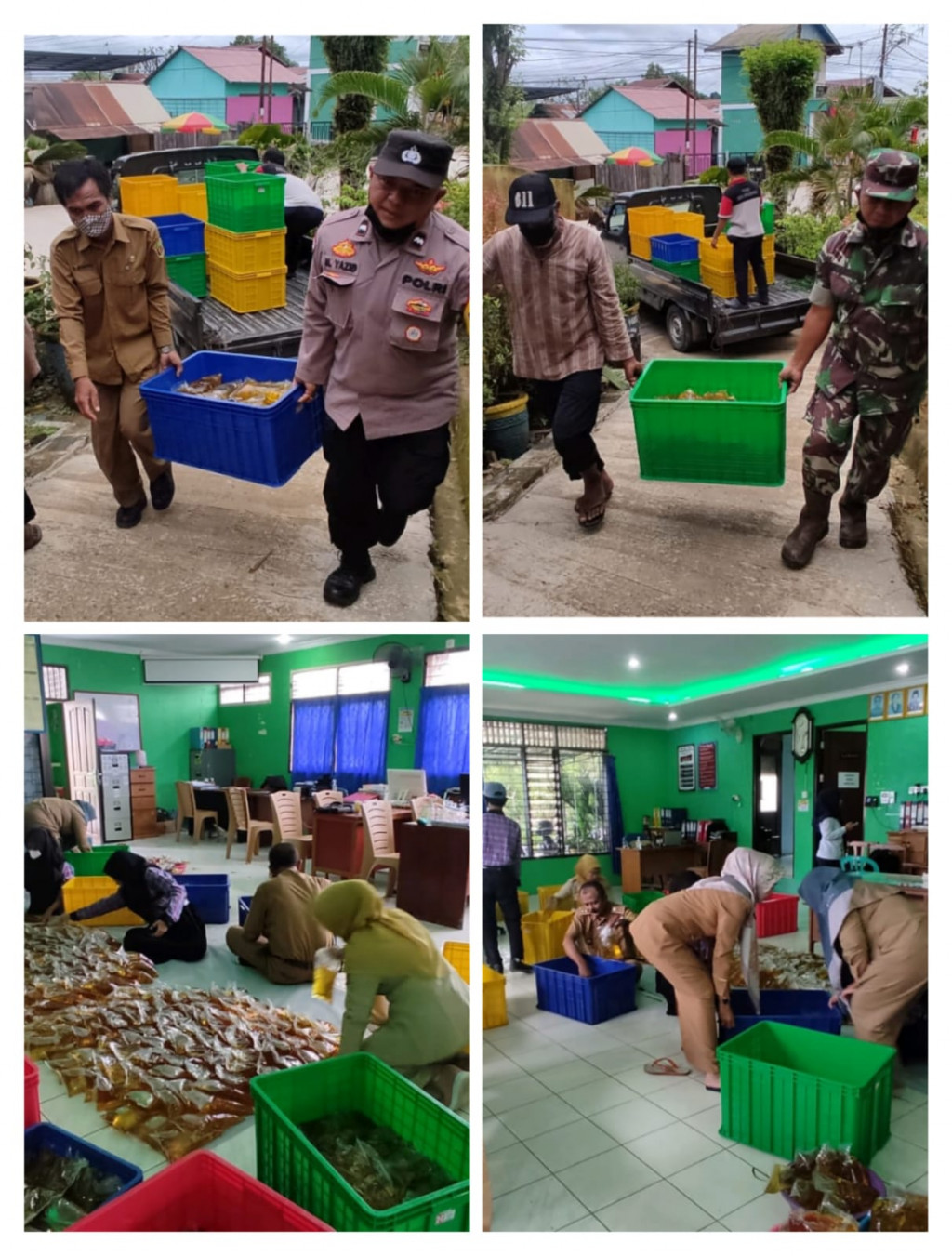 Pendistribusian Minyak Goreng Curah Tahap Pertama Sebanyak 1000 Liter untuk Warga Kelurahan Lok Bahu Disaksikan oleh Lurah Lok Bahu, Kapolsek Sungai Kunjang,Babinkamtibmas,Babinsa
