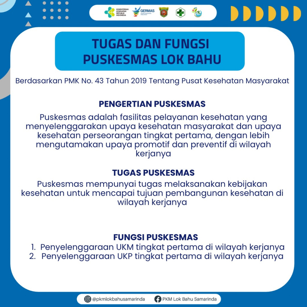 Tugas dan Fungsi Puskesmas Lok Bahu