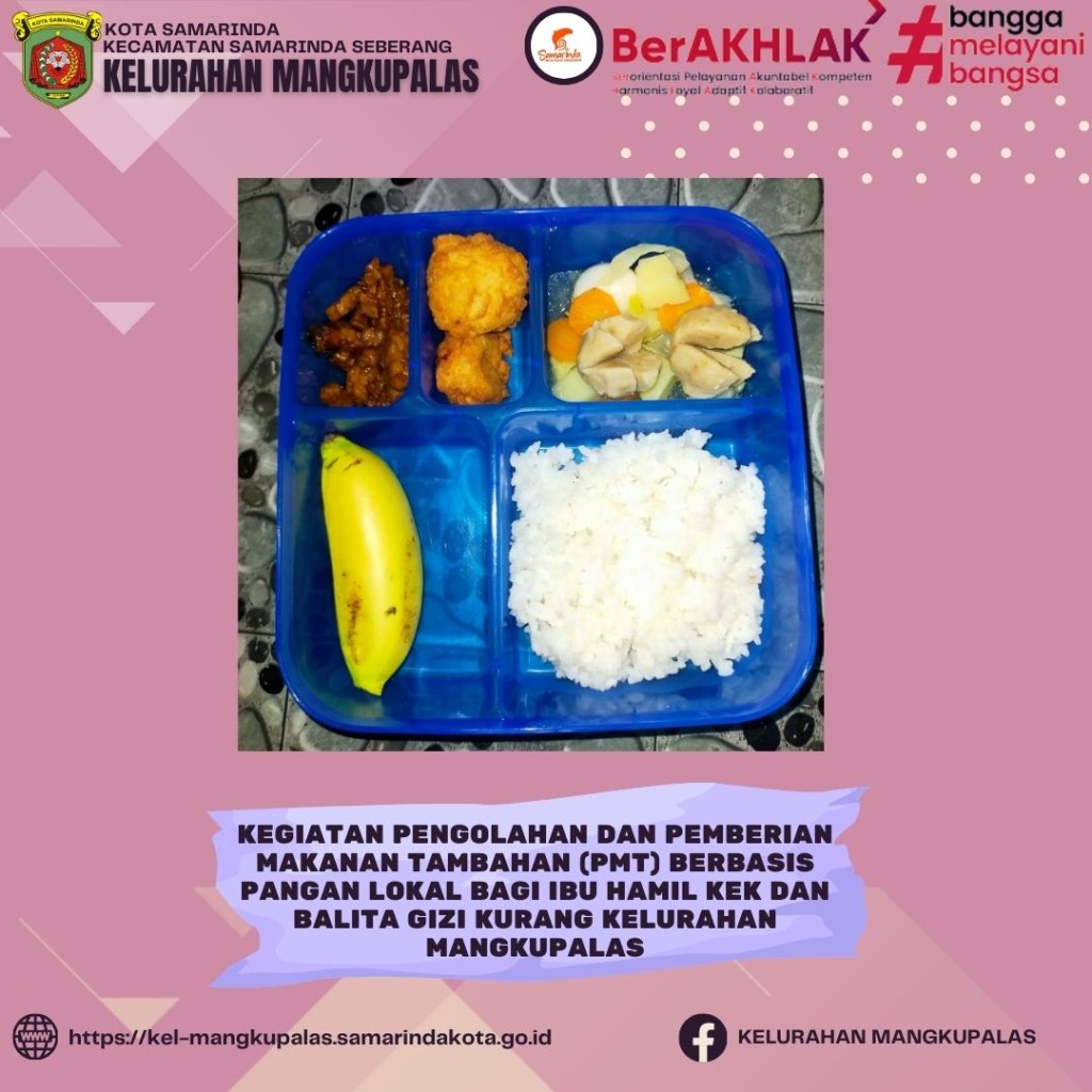 Kegiatan Pemberian Makanan Tambahan (PMT) Berbasis Pangan Lokal Bagi Ibu Hamil KEK dan Balita Gizi Kurang Kelurahan Mangkupalas