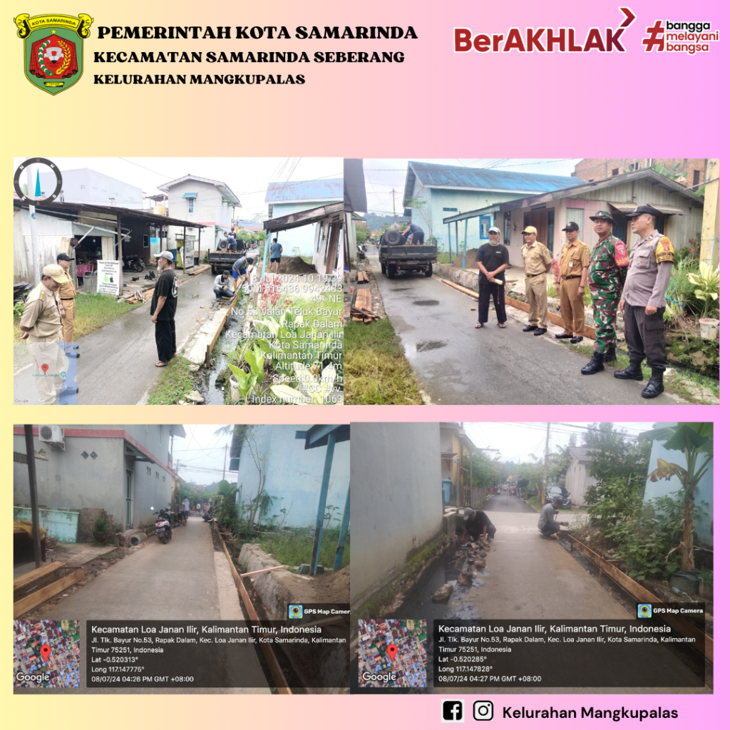 Monitoring Progres Kegiatan Sapras di wilayah RT 02 Kelurahan Mangkupalas (Semenisasi Gg. Nur )