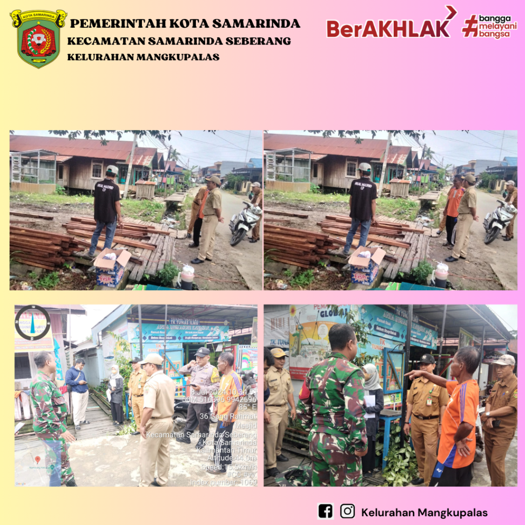 Monitoring Progres Pelaksanaan Kegiatan Sapras di RT. 01 Kelurahan Mangkupalas