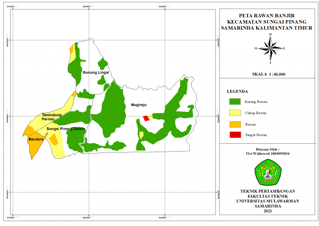 Peta Rawan Banjir di kecamatan Sungai Pinang