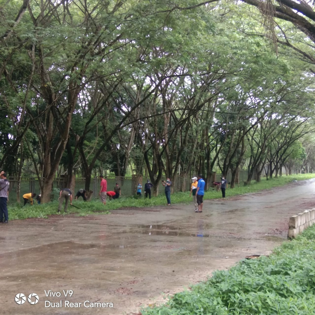 Gotong Royong Pemotongan Rumput Lingkar Stadion Palaran