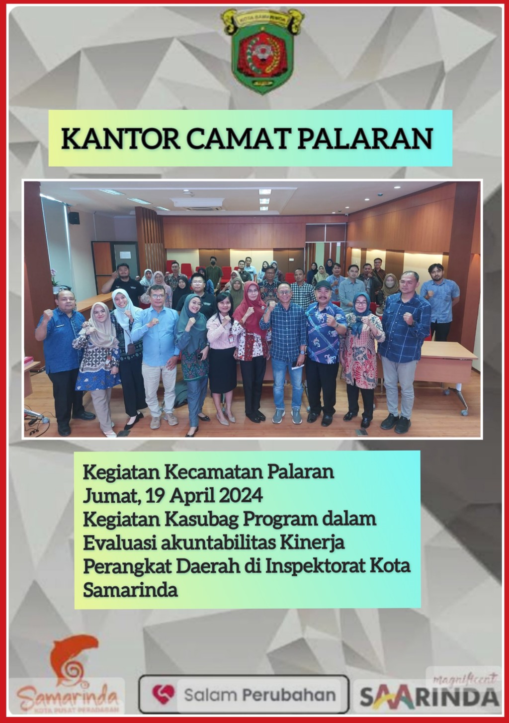 Kegiatan Kecamatan Palaran,Jumat 19 April 2024 KASUBAG Program