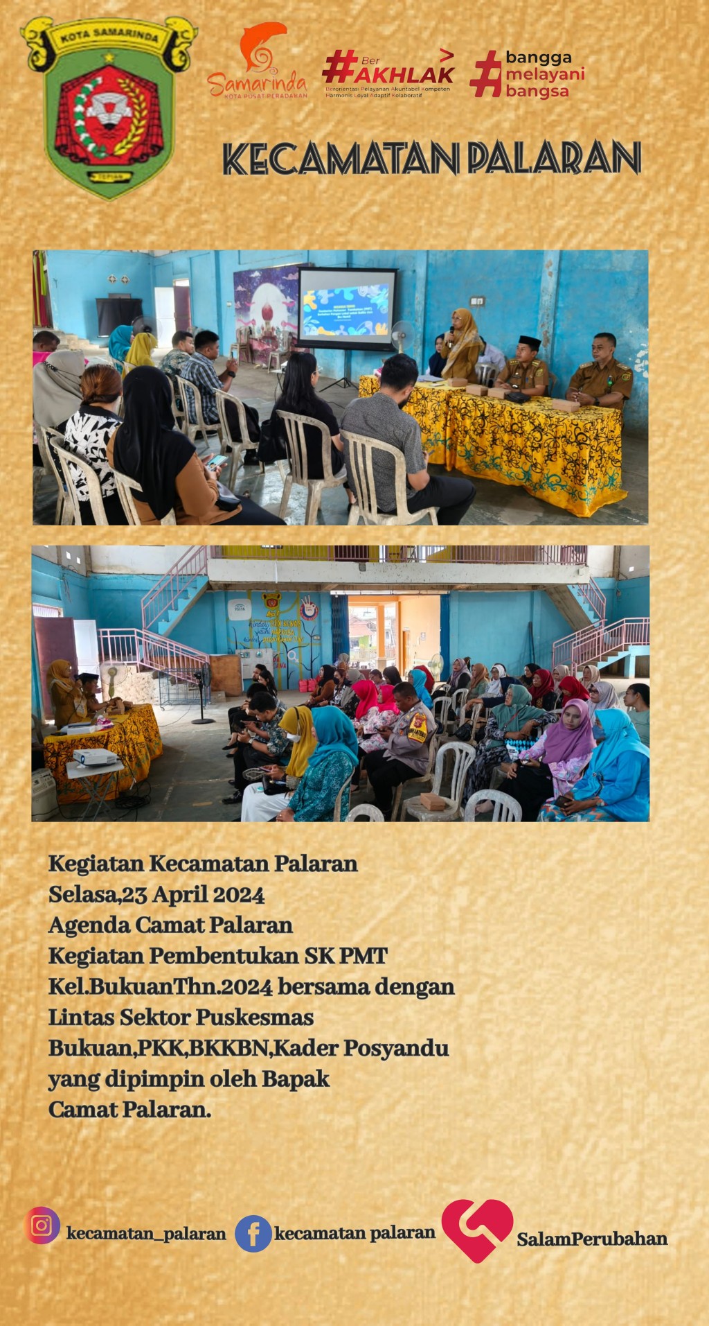 Agenda Camat Palaran Pembentukan SK PMT di Kelurahan Bukuan antar Lintas Sektor THN .2024