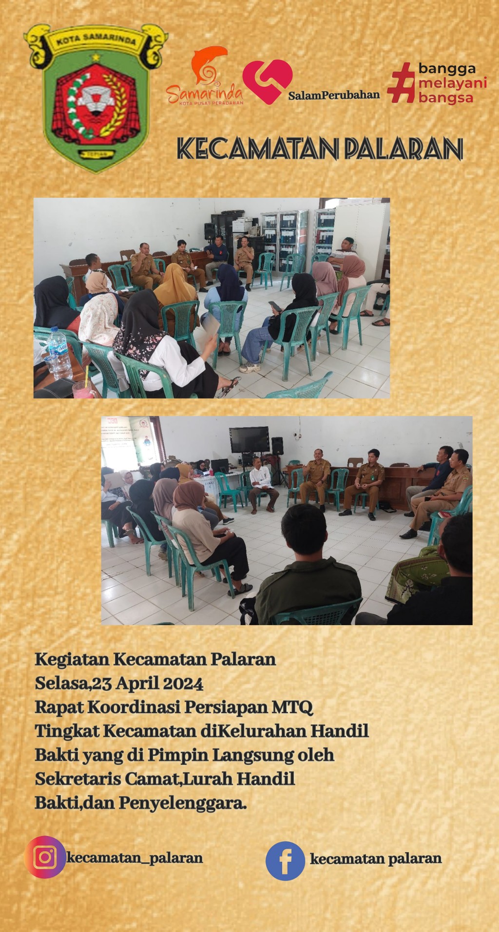Kegiatan Persiapan MTQ Tingkat Kecamatan diKelurahan Handil bakti kec.Palaran