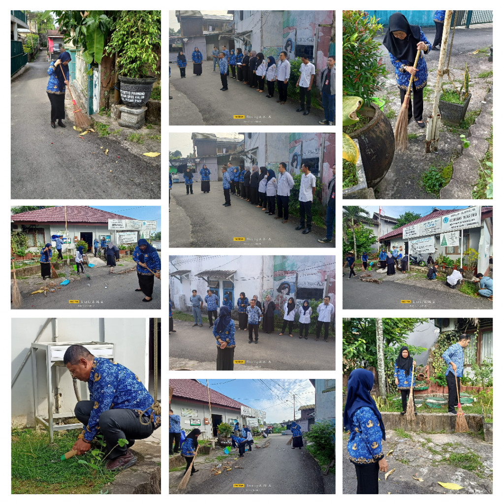 KEGIATAN RUTIN APEL PAGI DAN BERSIH-BERSIH DI LINGKUNGAN SEKITAR KANTOR KELURAHAN PASAR PAGI