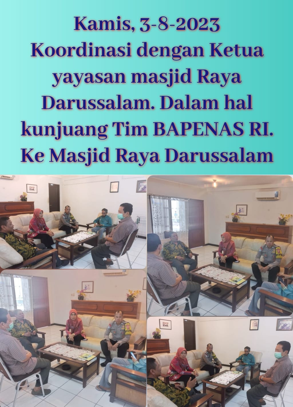 KUNJUNGAN TIM BAPPENAS RI KE MESJID RAYA BESERTA LURAH PASAR PAGI DAN KASI PEMERINTAHAN