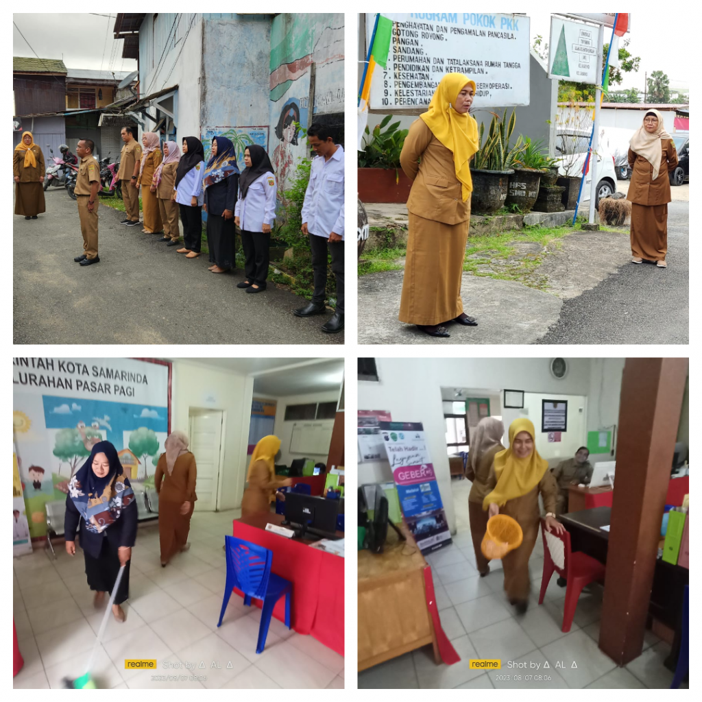 KEGIATAN RUTIN SENIN APEL PAGI DAN BERSIH-BERSIH AREA DALAM KANTOR KELURAHAN