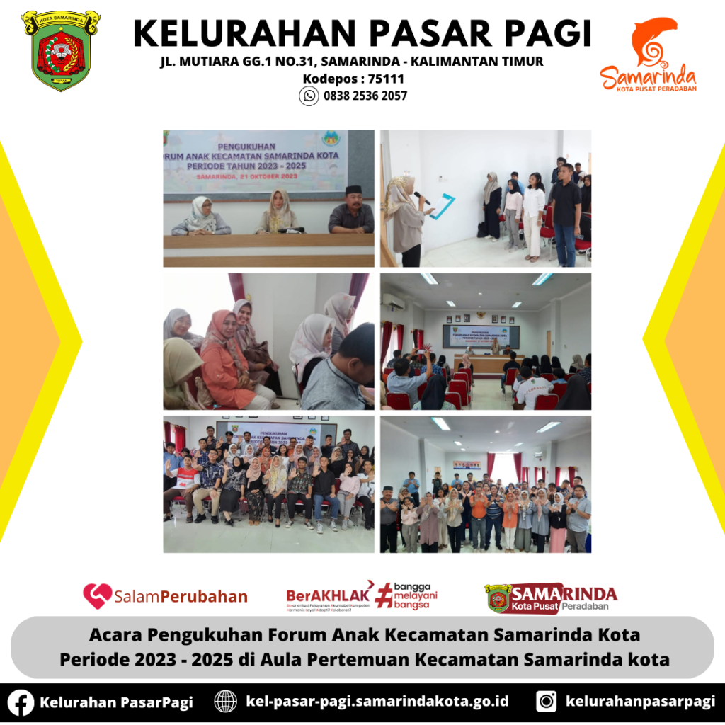 ACARA PENGUKUHAN FORUM ANAK KECAMATAN SAMARINDA KOTA PERIODE 2023 - 2025
