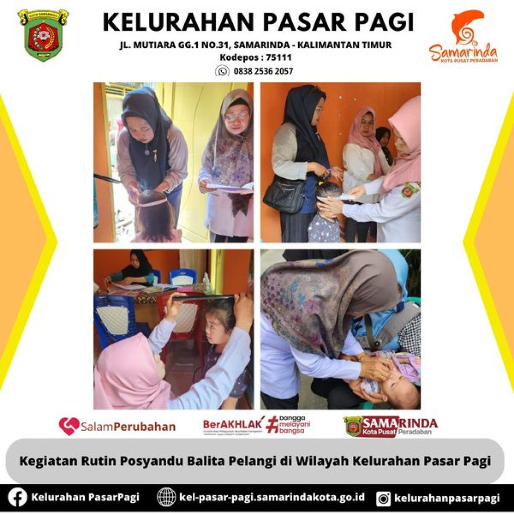 Kegiatan Rutin Posyandu Balita Pelangi di wilayah Kelurahan Pasar Pagi
