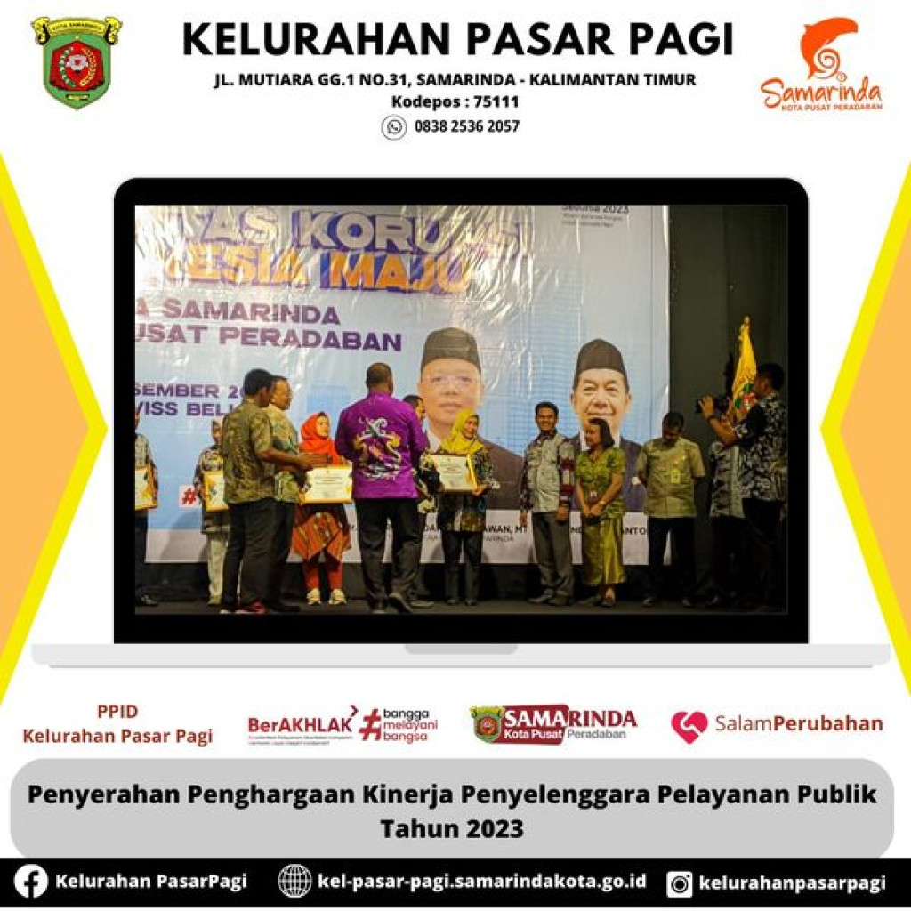 PENYERAHAN PENGHARGAAN KINERJA PENYELENGGARA PELAYANAN PUBLIK TAHUN 2023