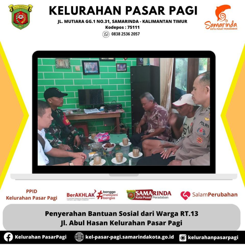 WARGA RT.13 JL. ABUL HASAN KELURAHAN PASAR PAGI SALURKAN BANTUAN SOSIAL KE PAK DAENG PASCA MEDIASI