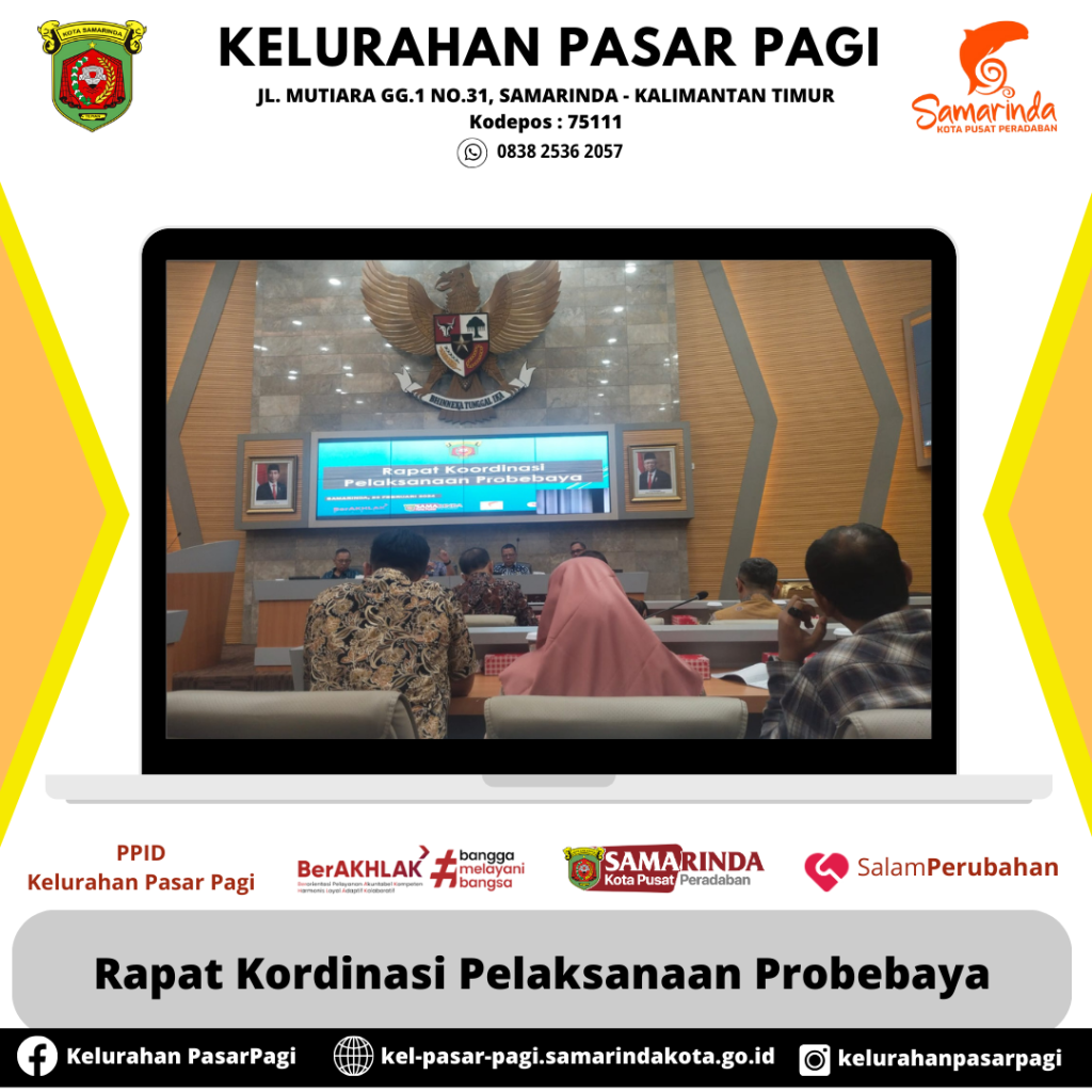 Rapat Kordinasi Pelaksanaan Probebaya di Ruang Rapat Mangkupelas Lantai 2 Balaikota Samarinda