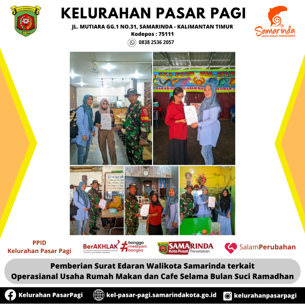 Pemberian Surat Edaran Walikota Samarinda terkait Operasianal Usaha Rumah Makan dan Cafe Selama Bulan Suci Ramadhan
