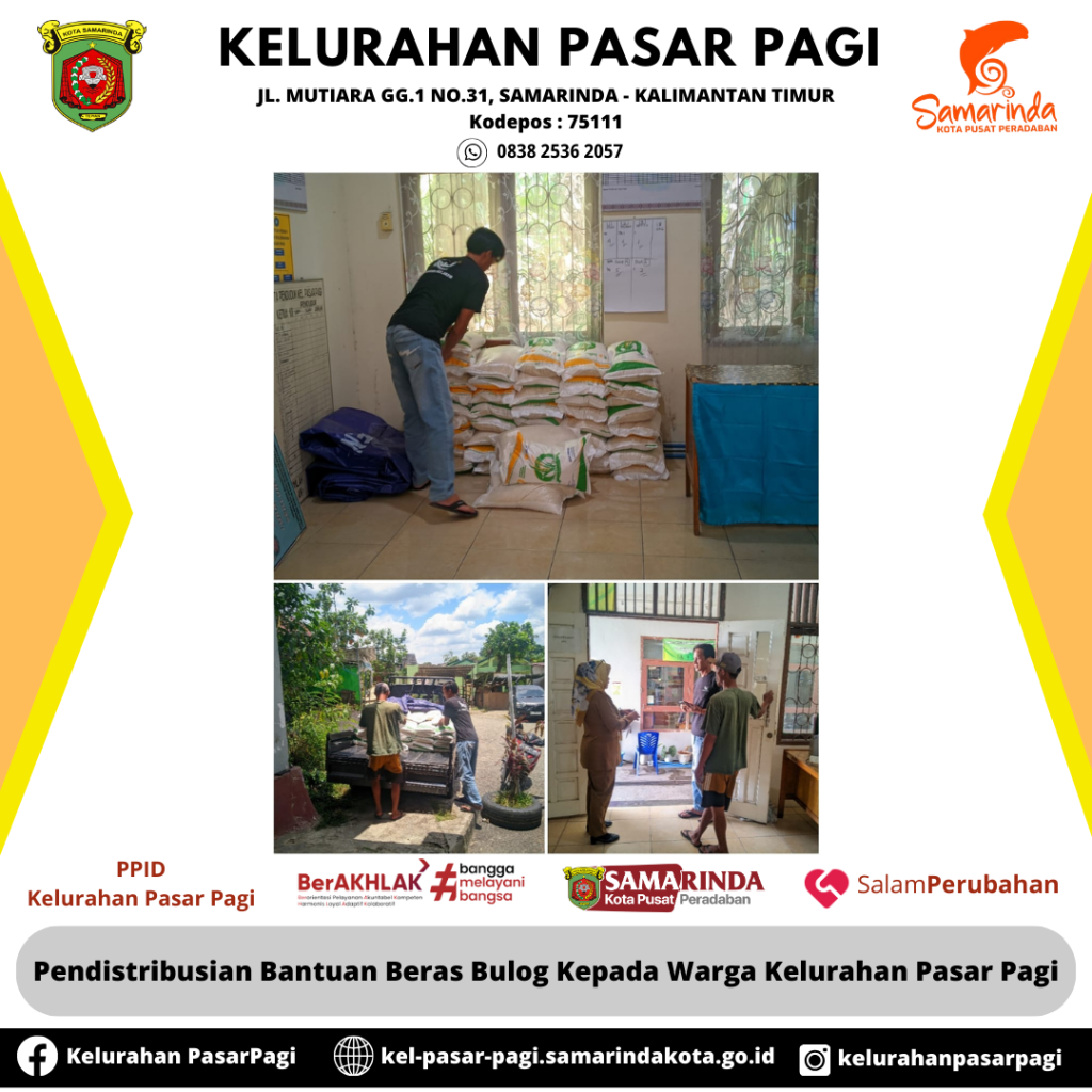 Pendistribusian Bantuan Beras Bulog Kepada Warga Kelurahan Pasar Pagi