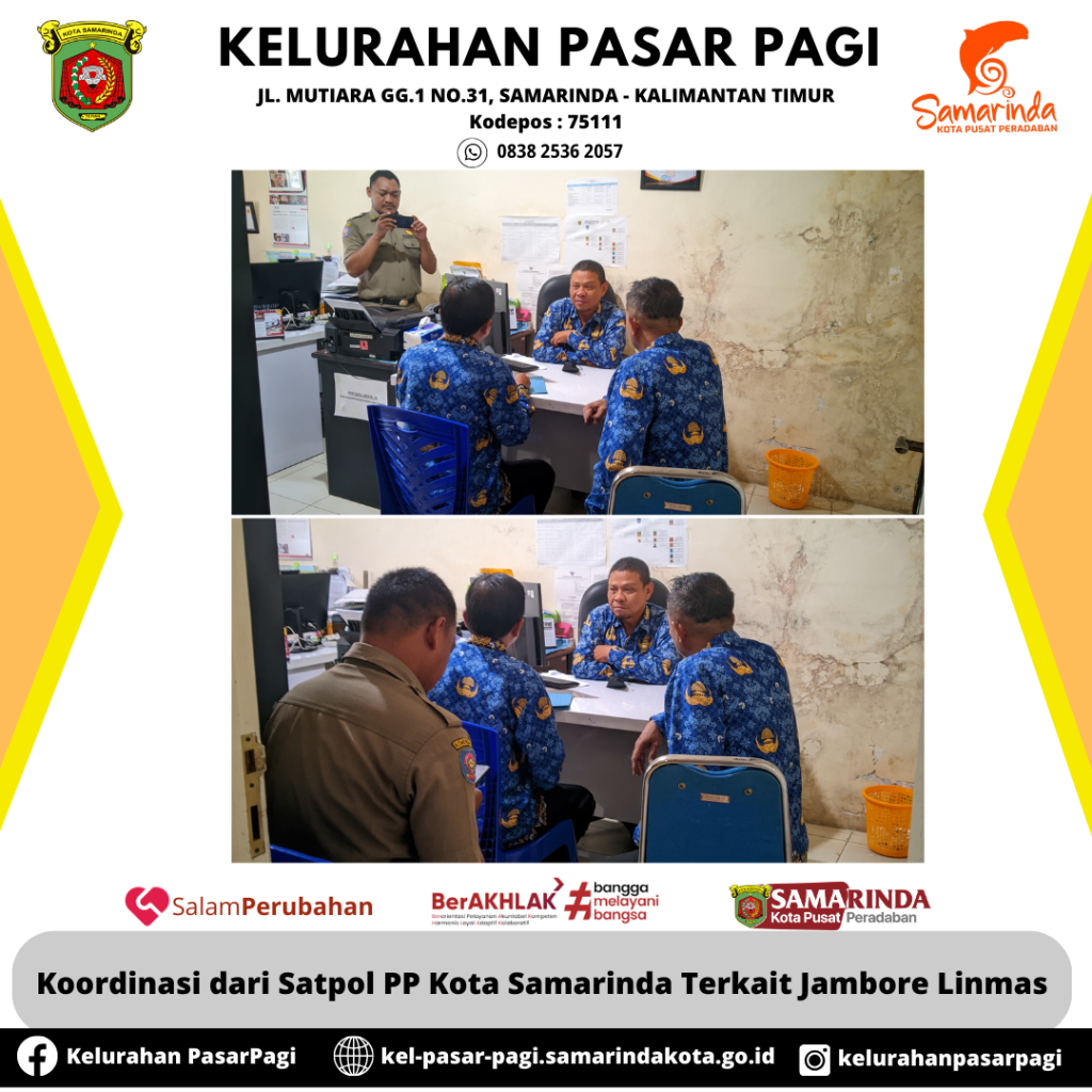 Kunjungan dari Satpol PP Kota Samarinda terkait koordinasi Jambore Linmas